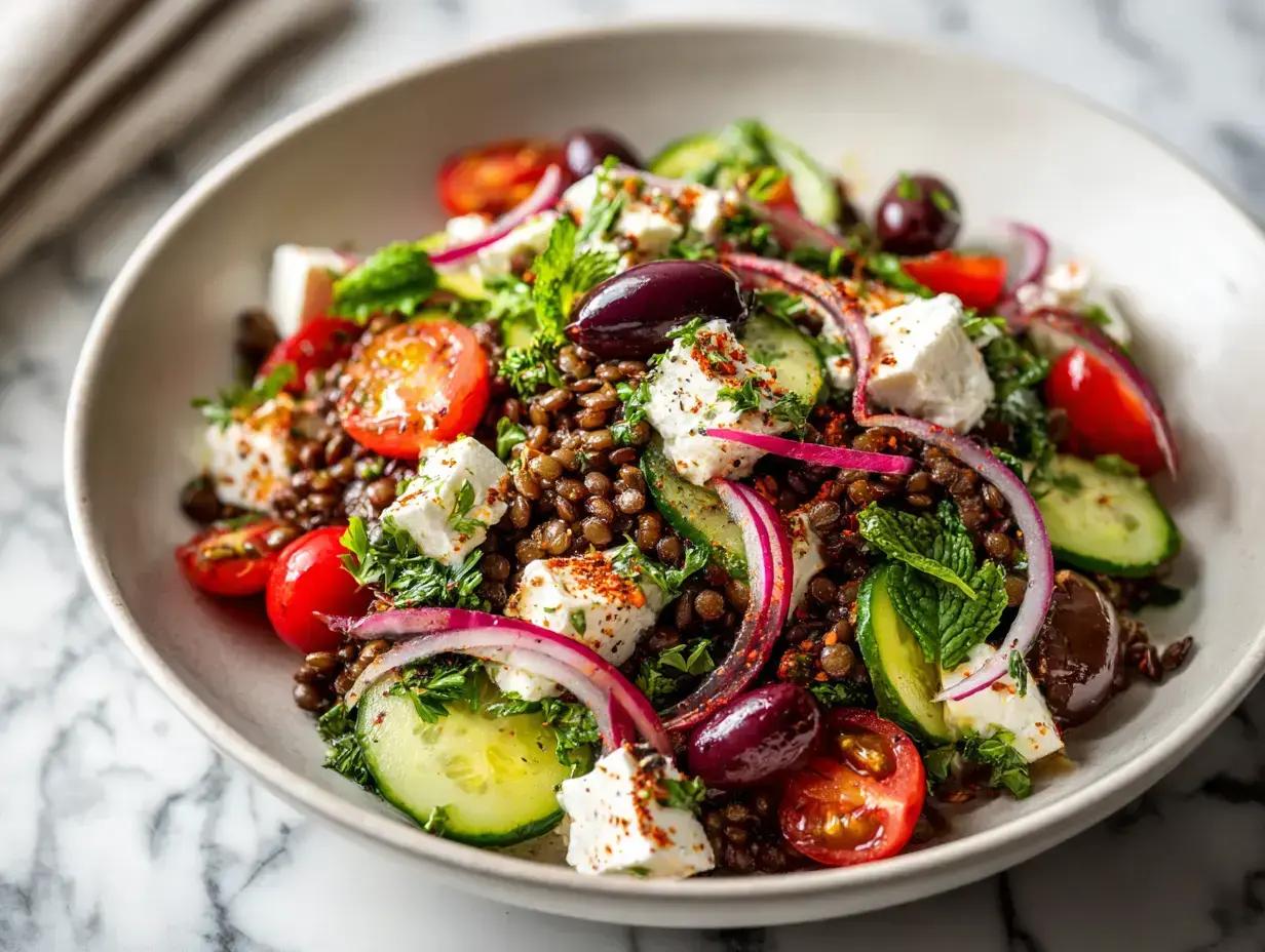Mediterranean Lentil Salad recipe finished dish