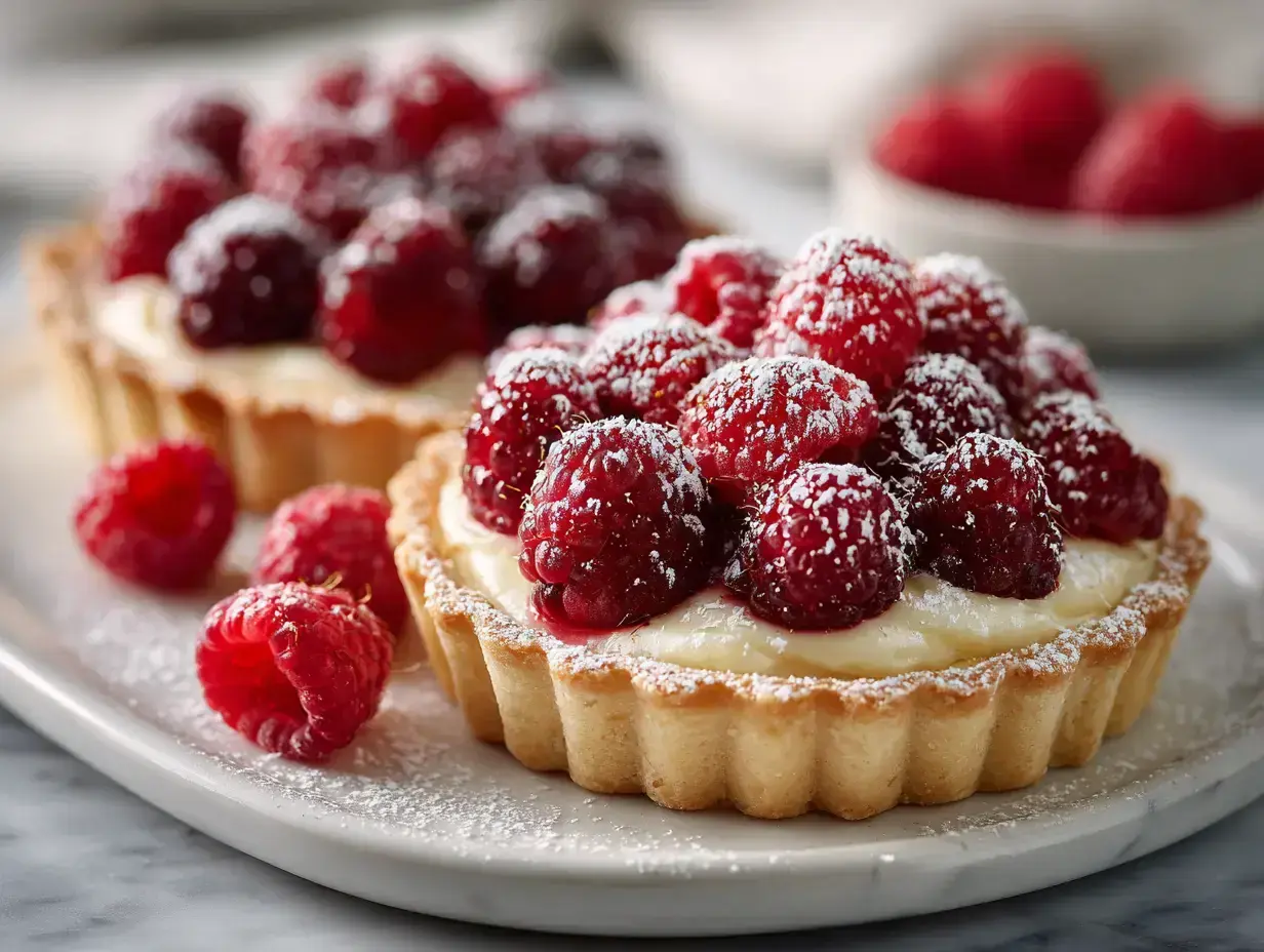 Raspberry & White Chocolate Tartlets recipe finished dish
