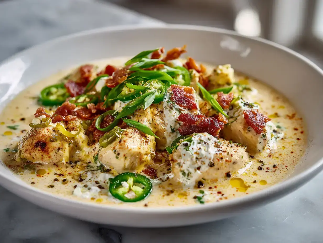 Spicy Jalapeño Popper Chicken Soup recipe finished dish