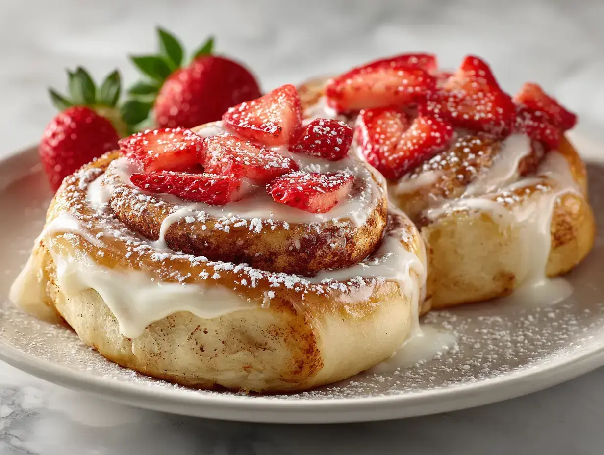 Strawberry Cheesecake Cinnabon Rolls recipe finished dish