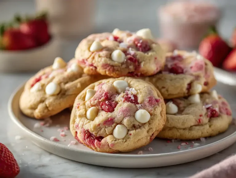 Easy Strawberry Kiss Cookies Recipe with White Chocolate Chips