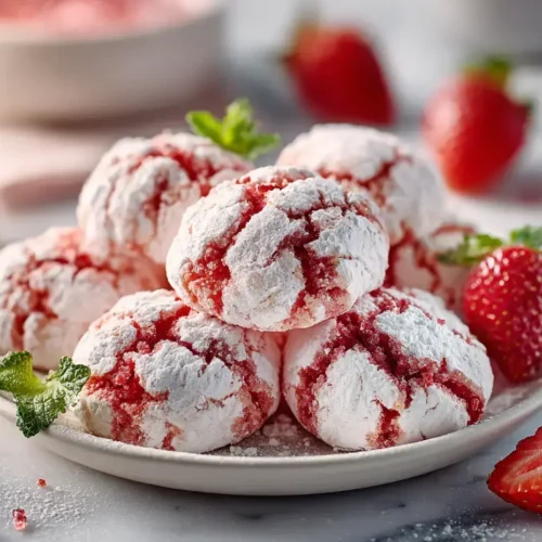 Easy Strawberry Sugar Crinkle Cookies