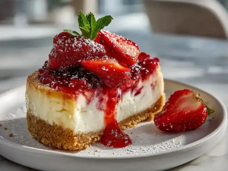 Easy Strawberry Swirl Cheesecake