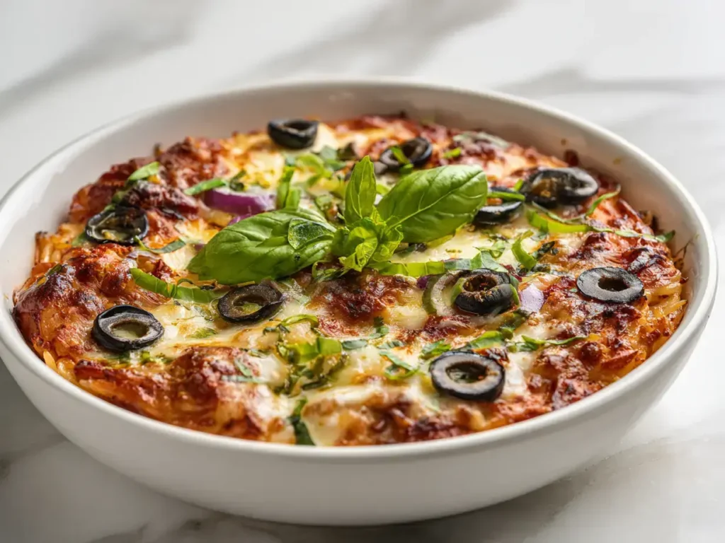 Easy Vegan Pizza Orzo Skillet