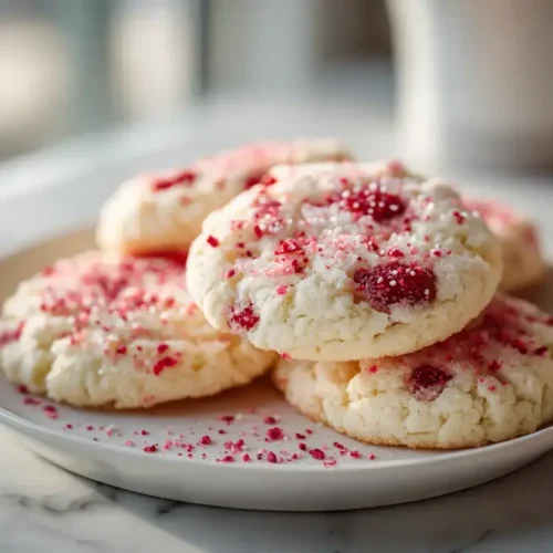 Easy strawberry vanilla shortbread cookies