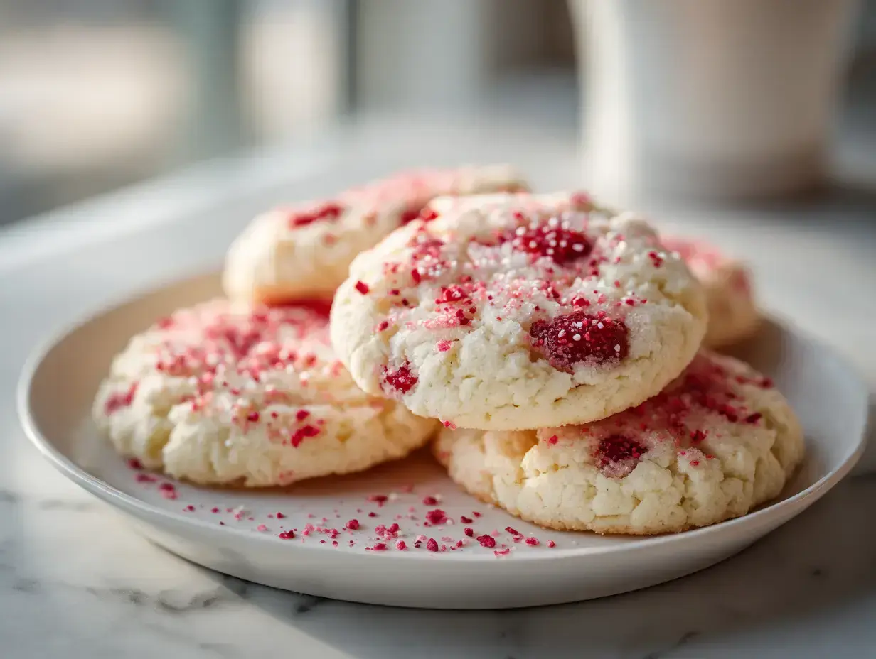 strawberry vanilla shortbread cookies recipe finished dish