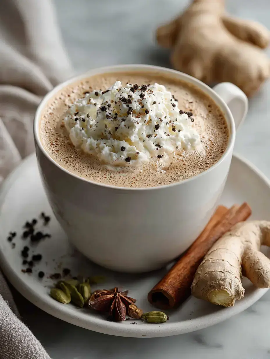 Cozy Creamy Coconut Chai serving presentation