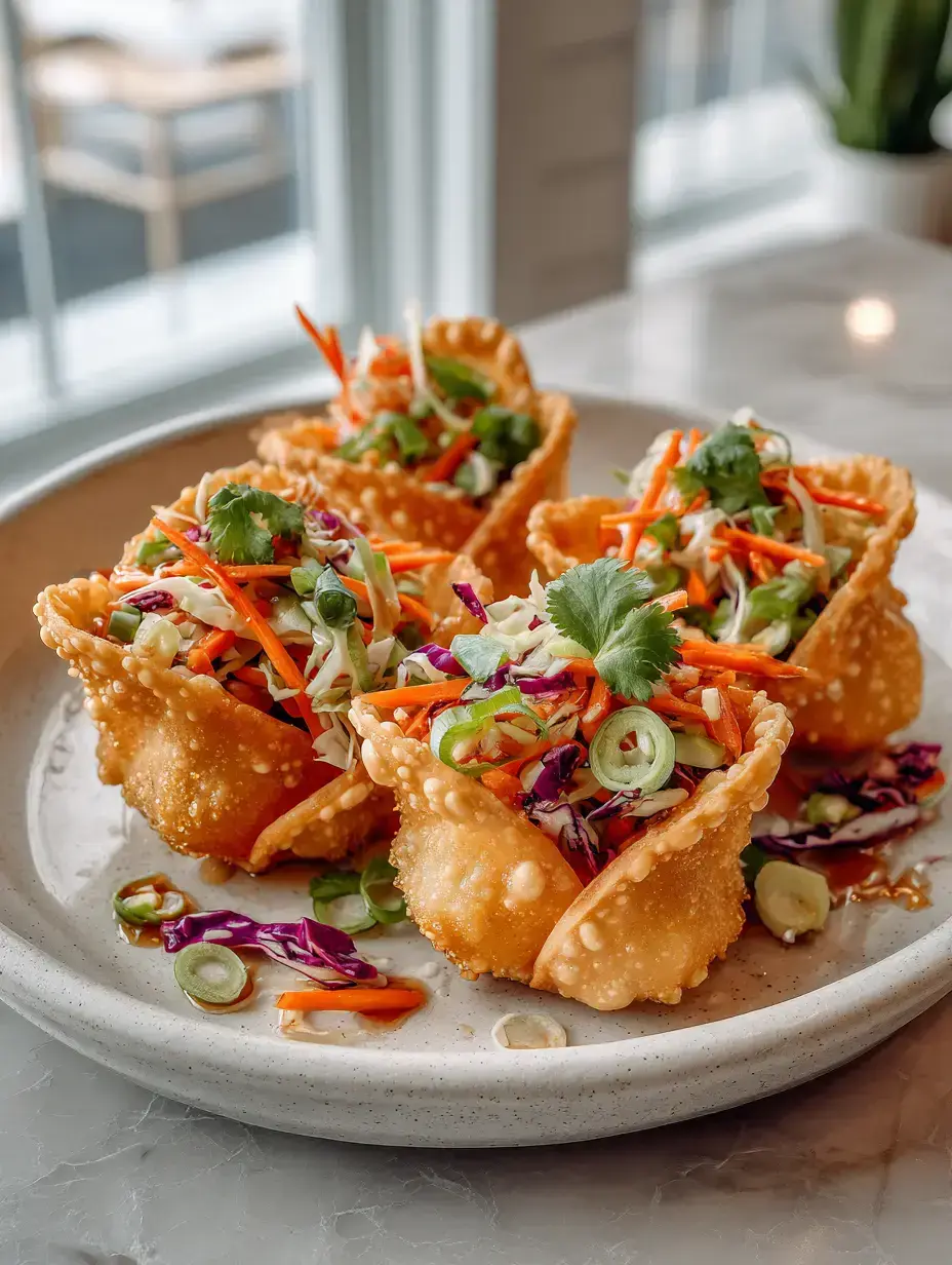Crispy Chicken Wonton Tacos serving presentation