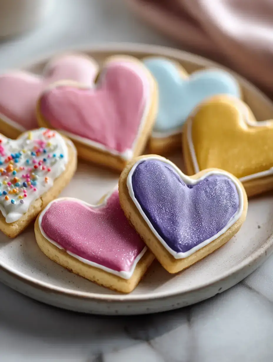 Heart Cookies Decorated Royal Icing serving presentation