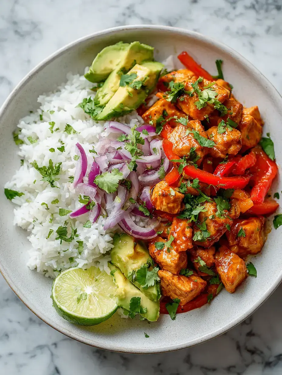 Honey Lime Chicken & Rice Bowls serving presentation