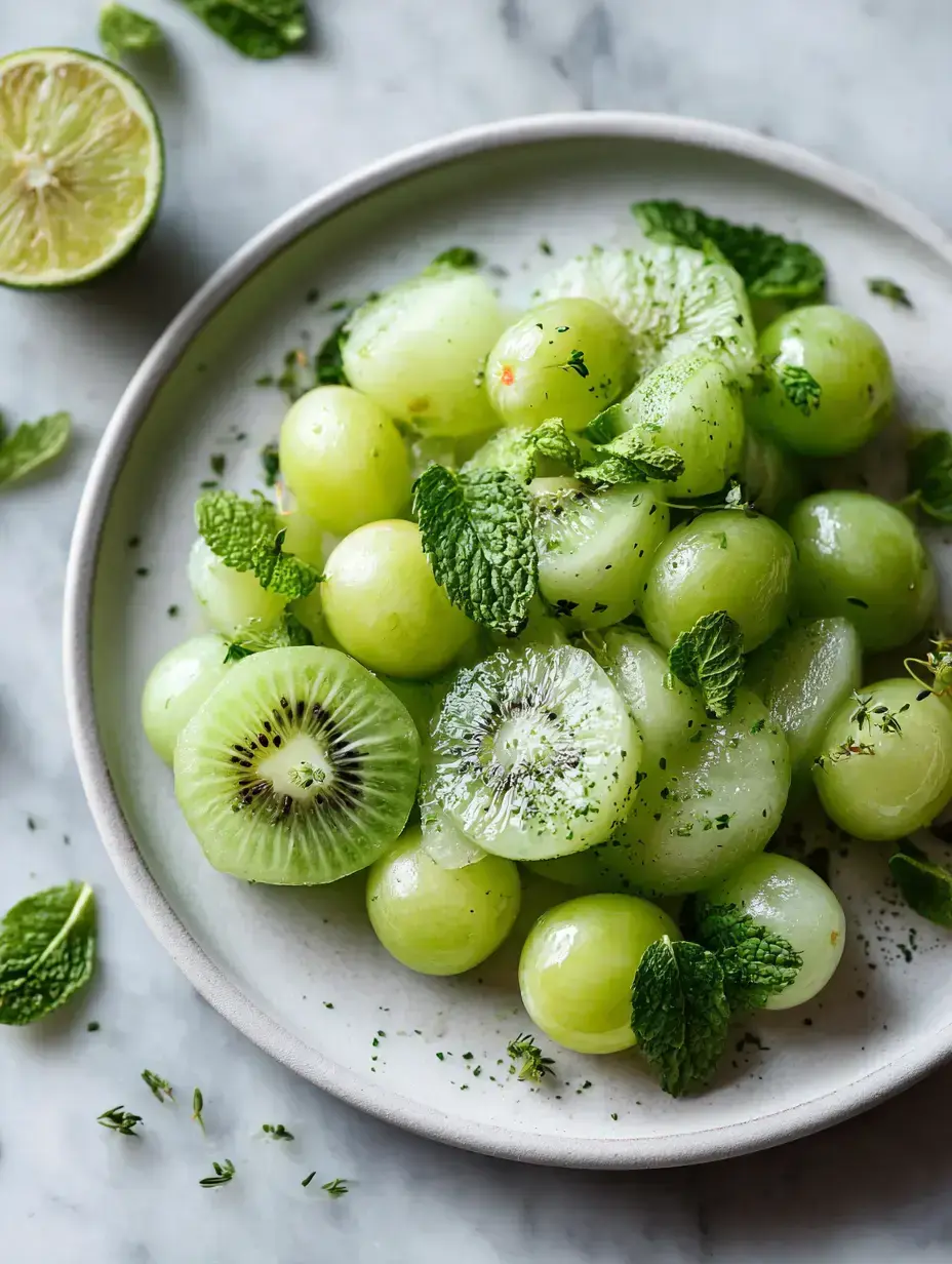 Patrick's Day green fruit salad serving presentation