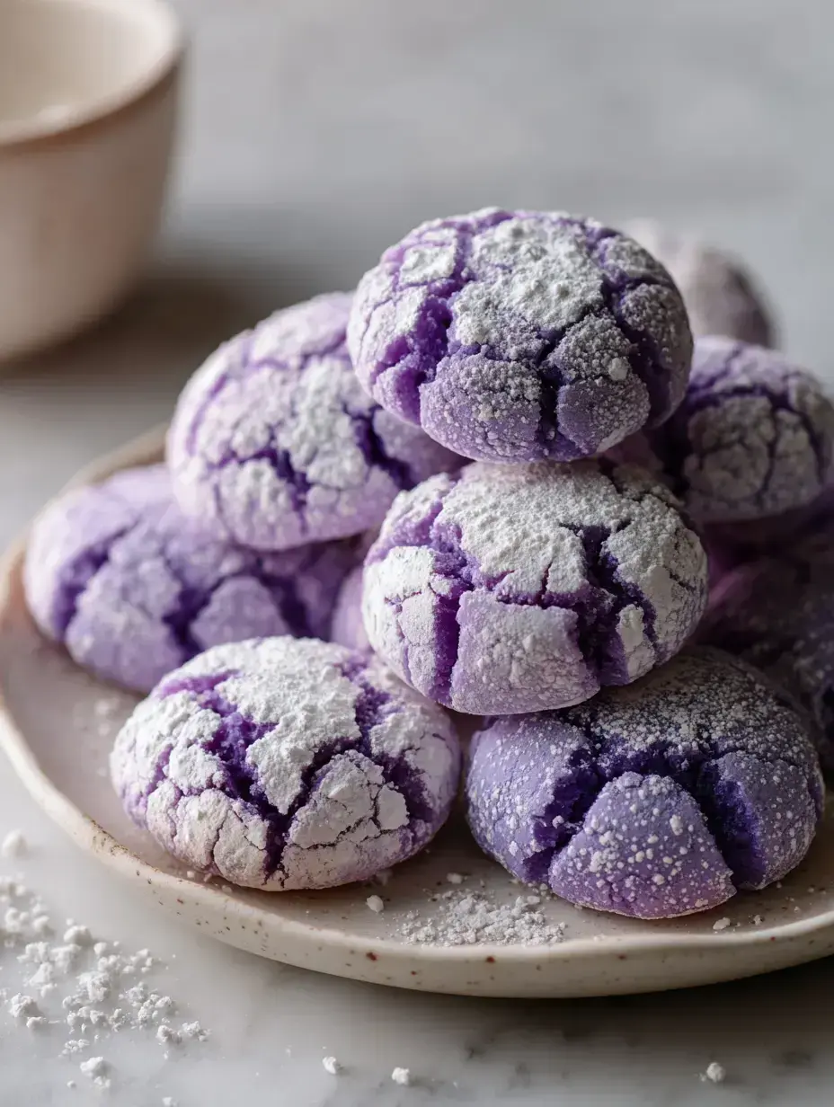 Purple Crinkle Cookies serving presentation