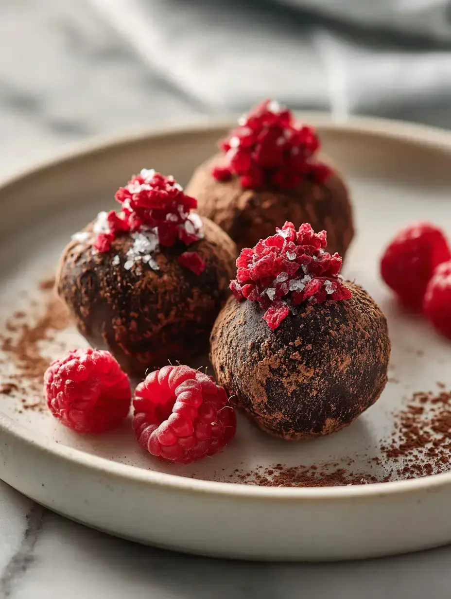 Raspberry Truffles serving presentation