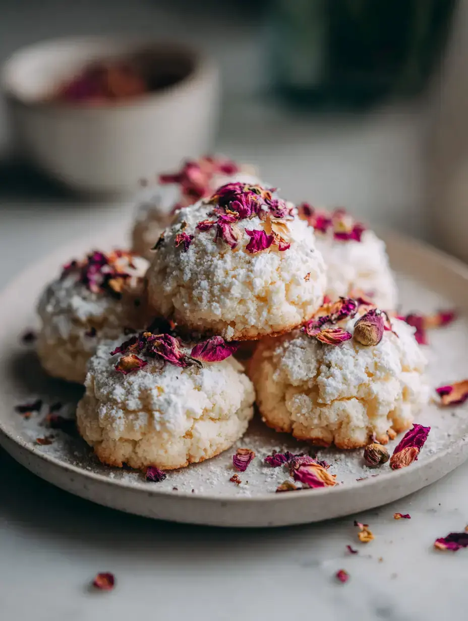 Rose Petal Shortbread Cookie serving presentation