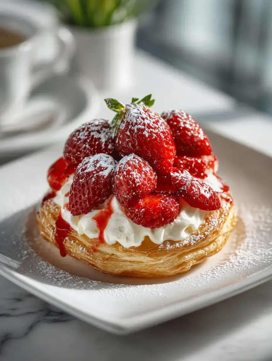 Strawb Puff Pastry Danishes serving presentation