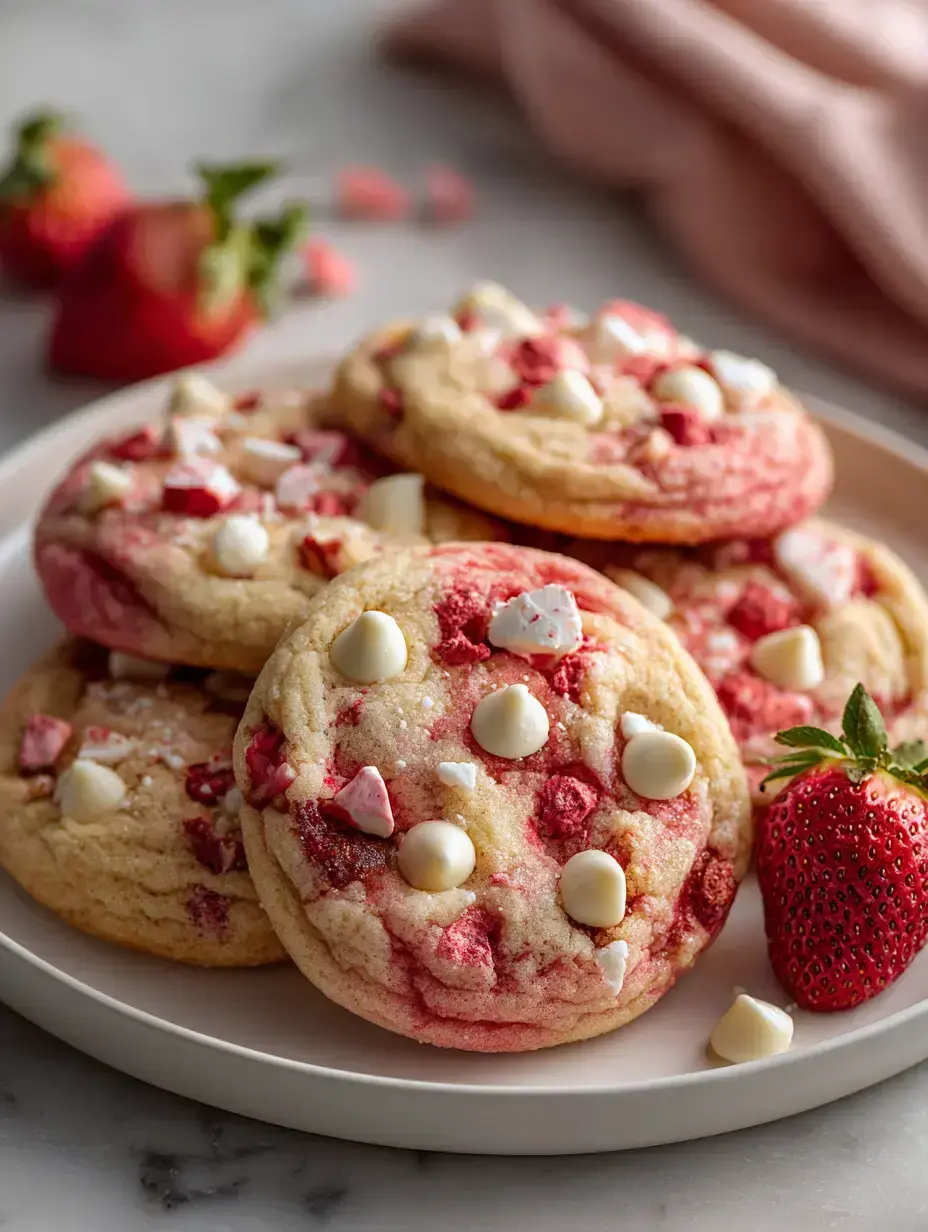 Strawberry Cheesecake Cookies serving presentation