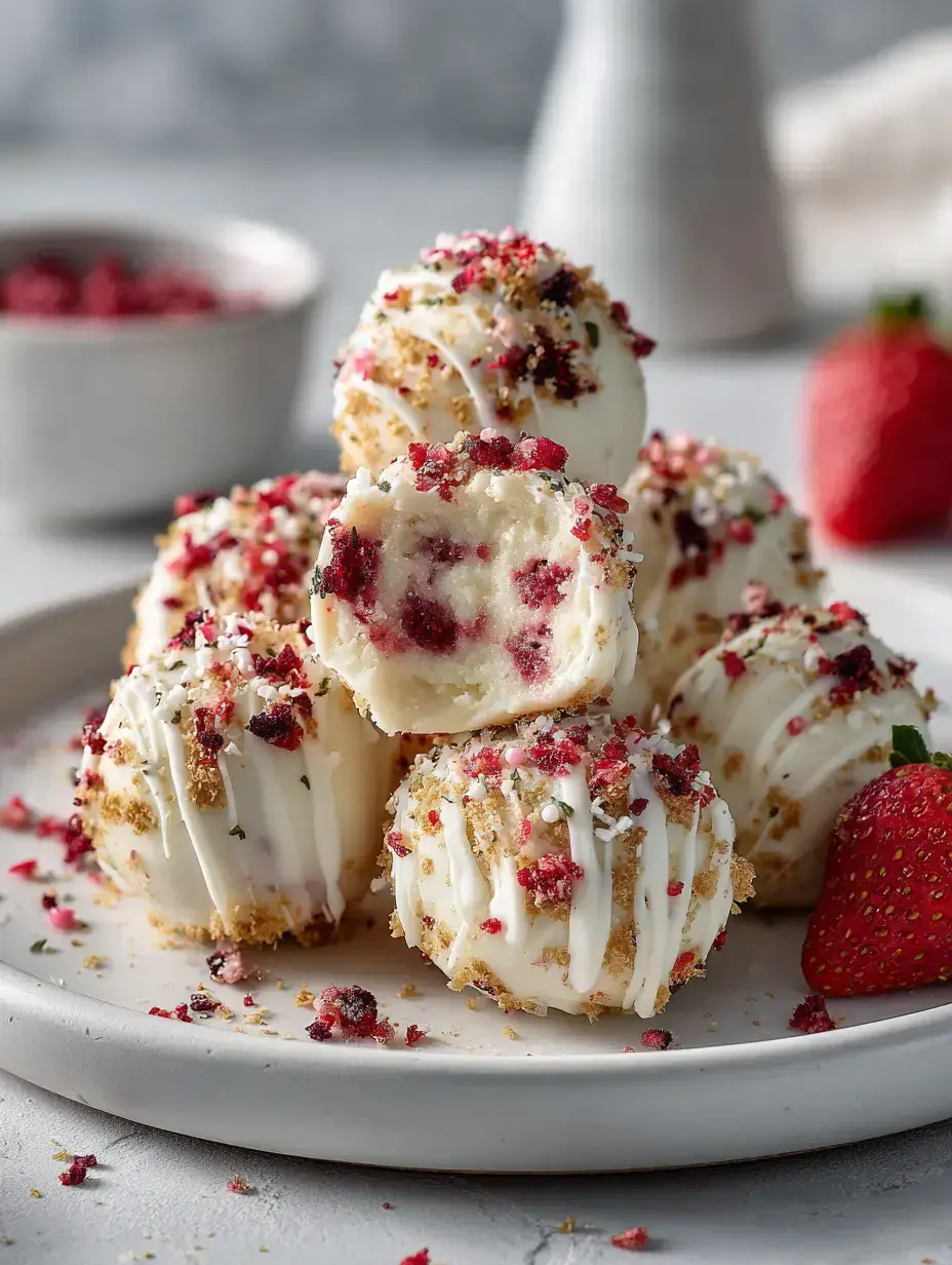 Strawberry Shortcake Truffles serving presentation