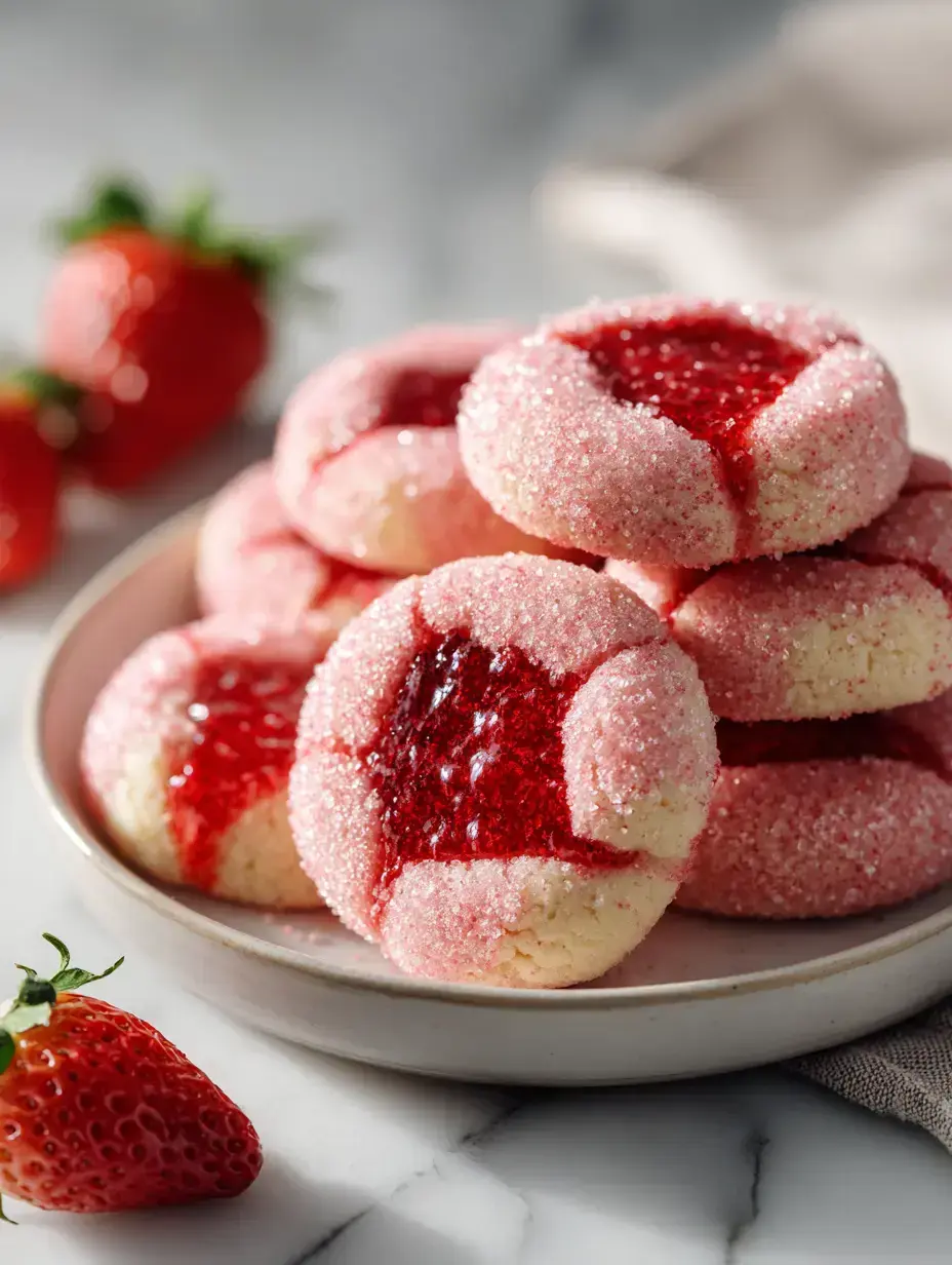 Strawberry Sugar Cookies with Sparkling Strawberry Sugar serving presentation