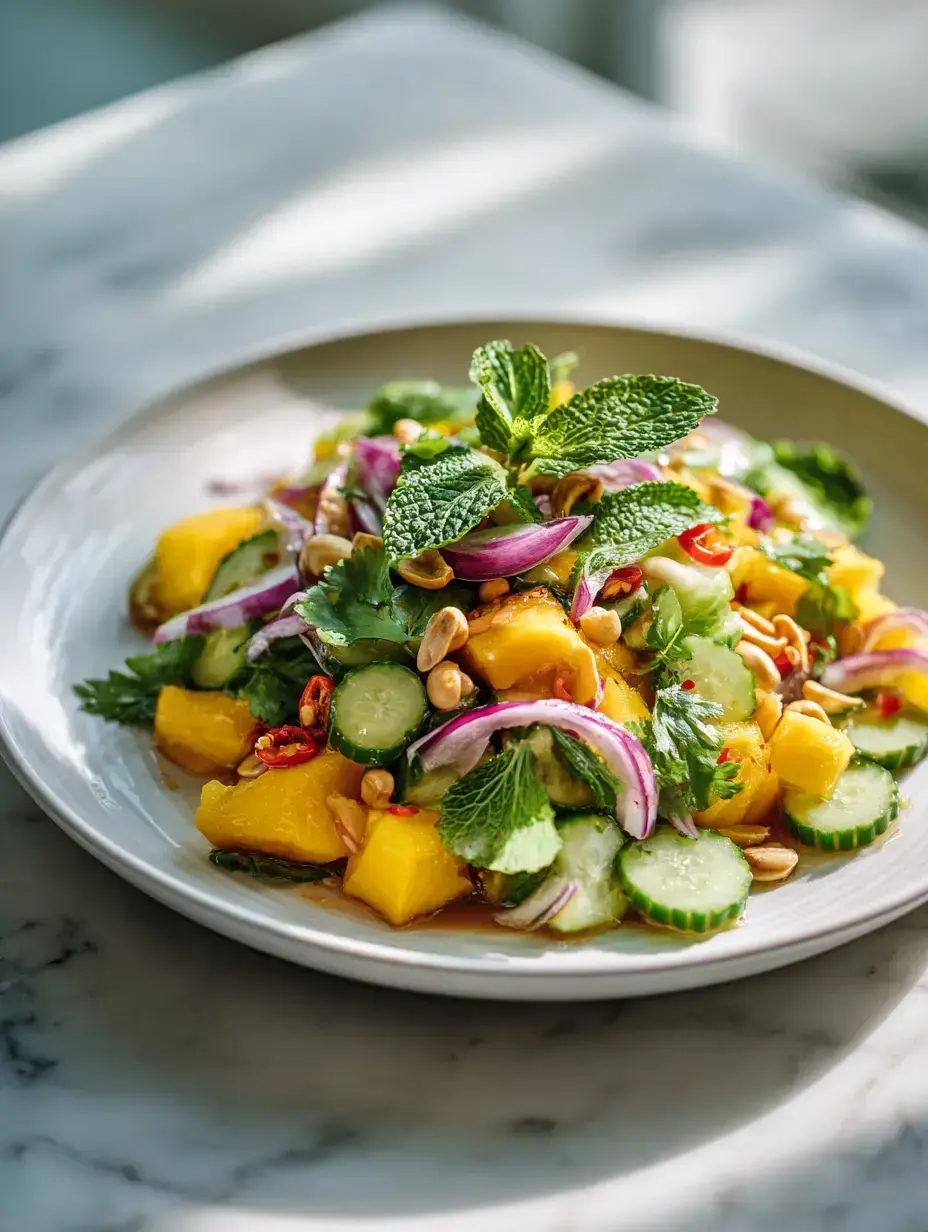 Thai Mango Cucumber Salad serving presentation