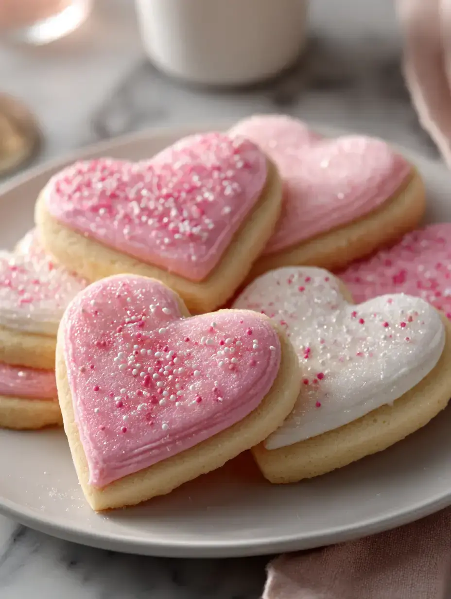 Valentines Day Heart Cookies serving presentation