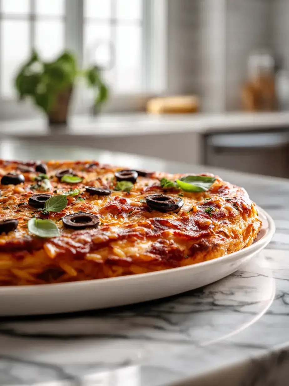 Cozy Serving of Vegan Pizza Orzo Skillet