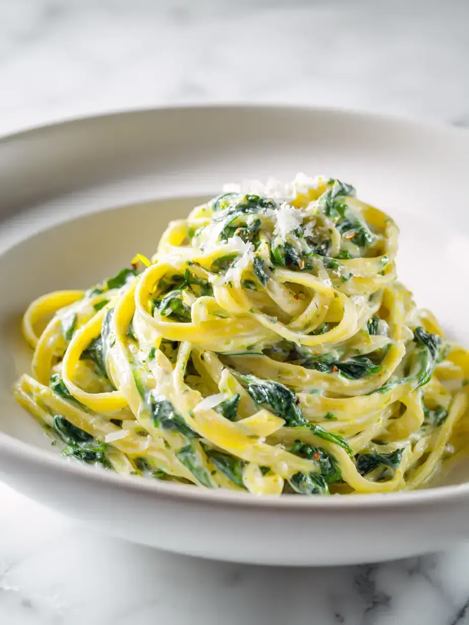 Cozy Serving of Vegan Spinach Alfredo