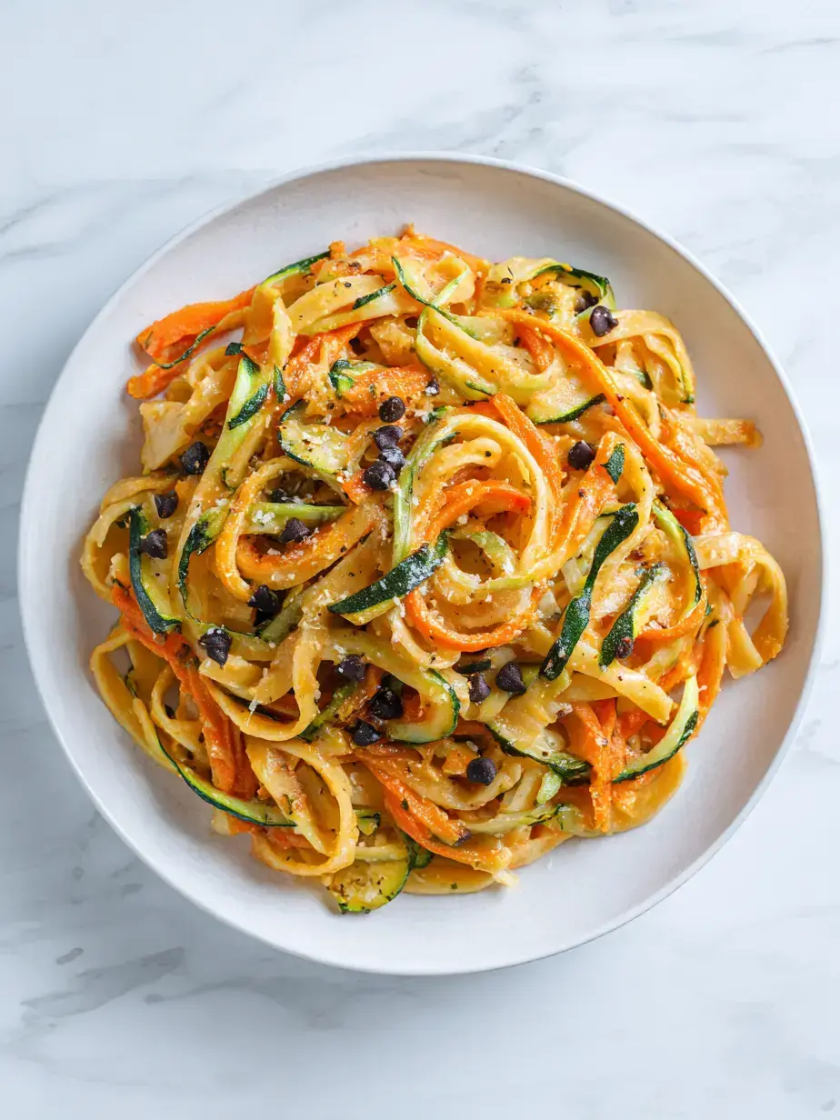 Cozy Serving of Vegan Zucchini Carrot Pasta