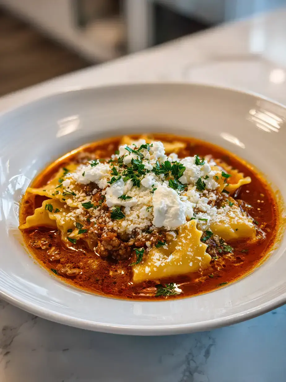 Cozy Serving of Easy Lasagna Soup