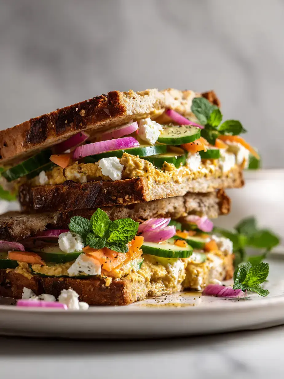 Serving a Fresh Hummus Sandwich