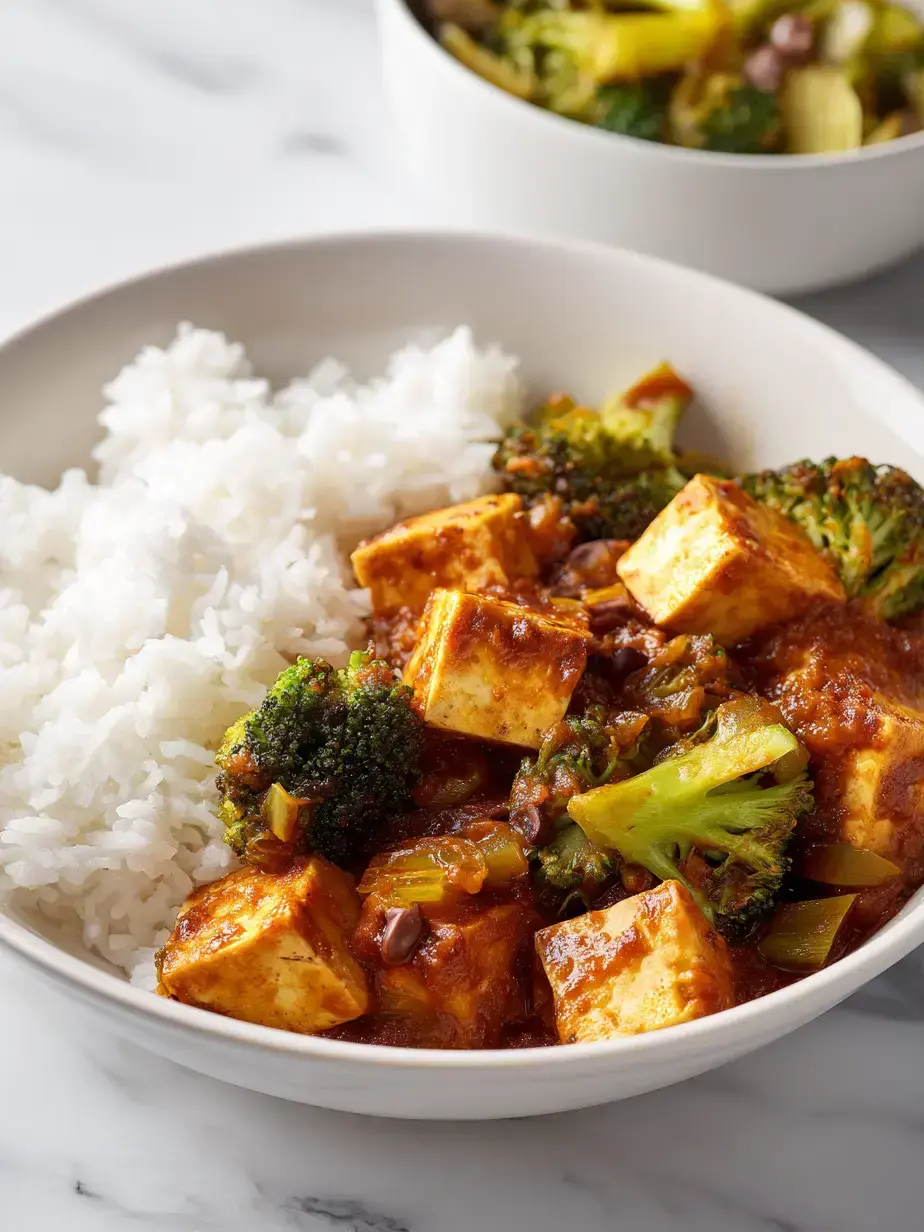Cozy Serving of Tofu Broccoli Curry