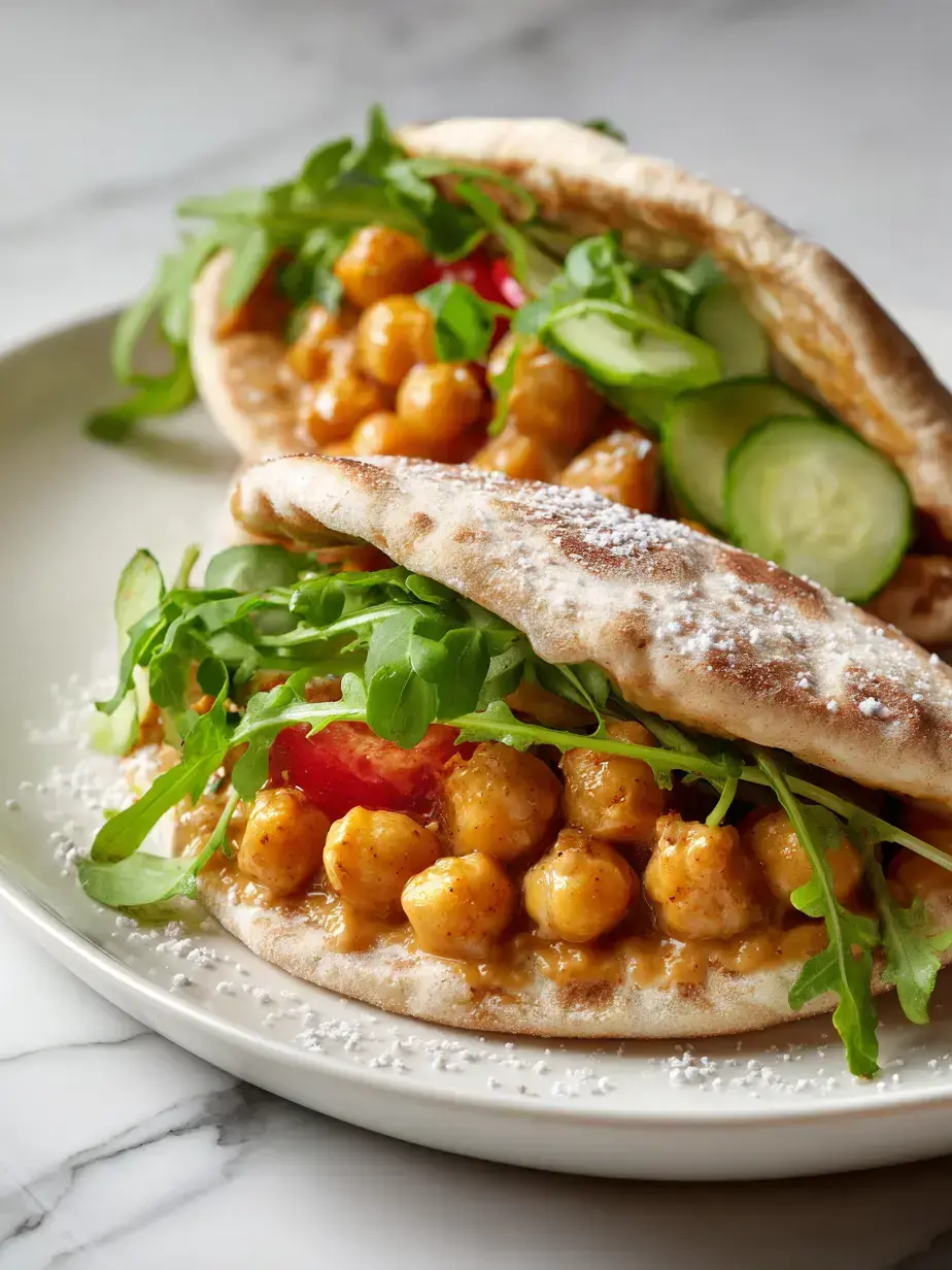 Cozy Serving of Vegan Chickpea Salad Pitas