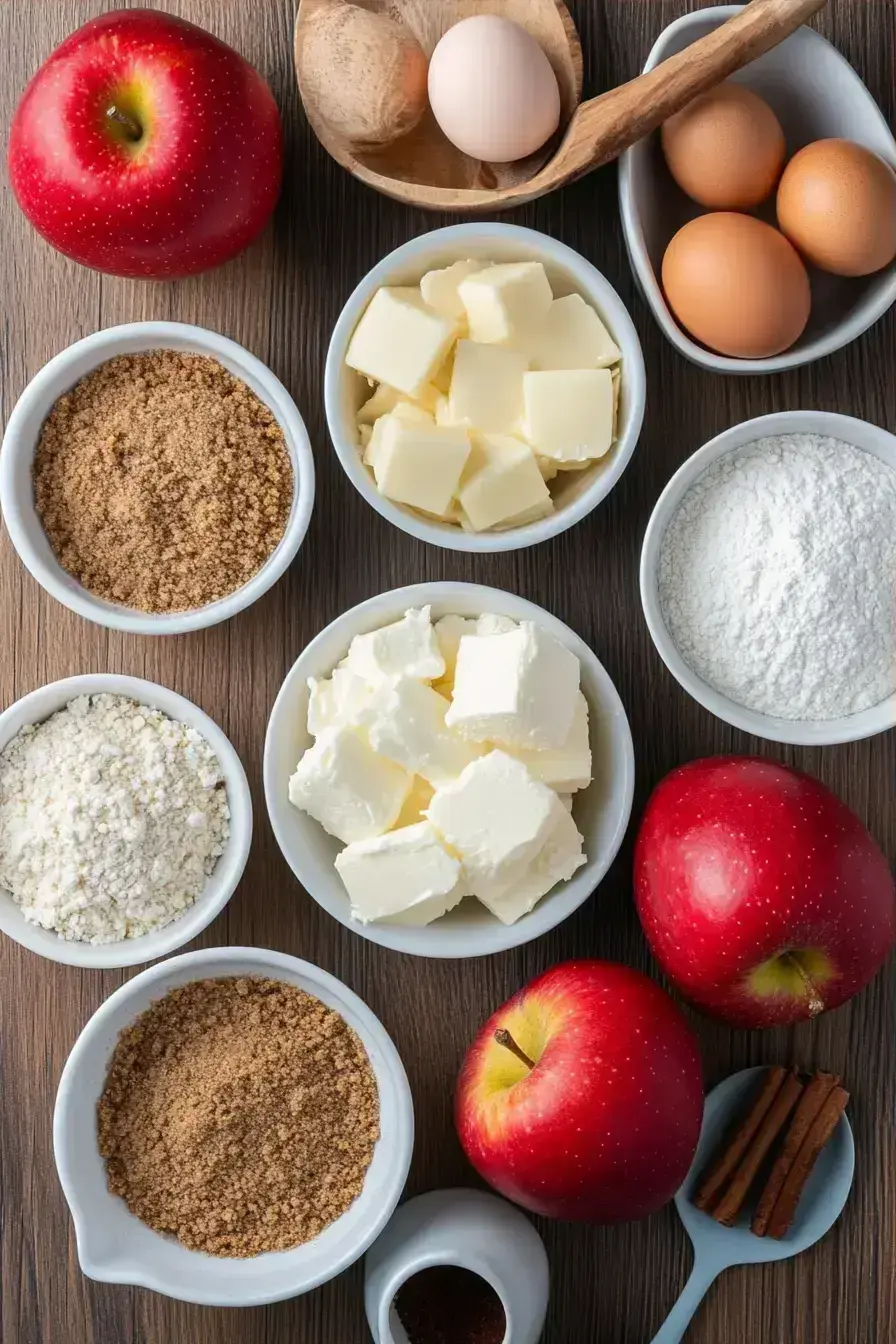 Apple Crumble Cheesecake ingredients preparation