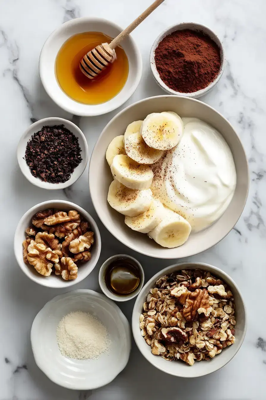 Banana Chocolate Yogurt Bowl ingredients preparation