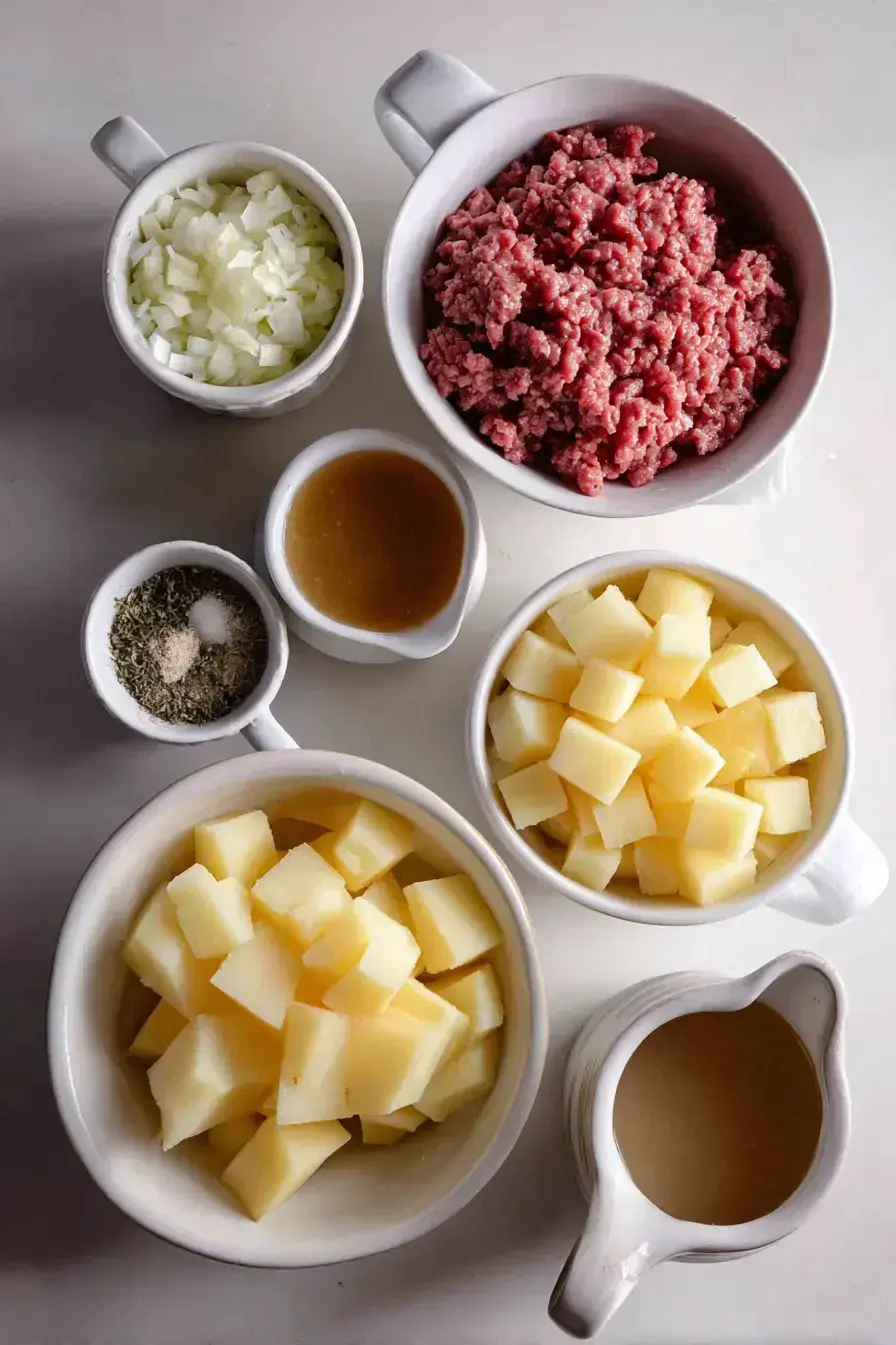 Beef And Potato Soup ingredients preparation
