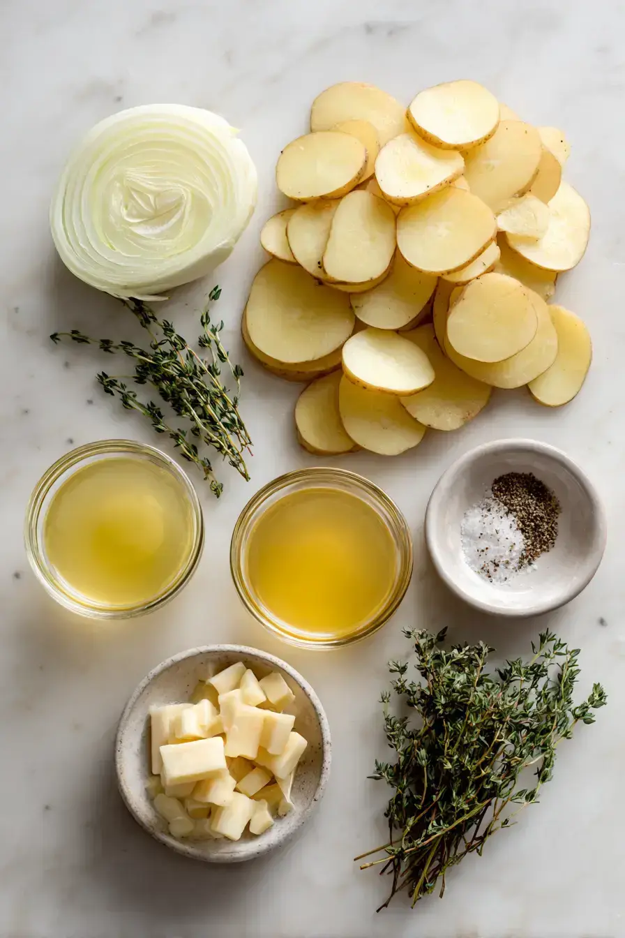 Boulangere Potatoes ingredients preparation