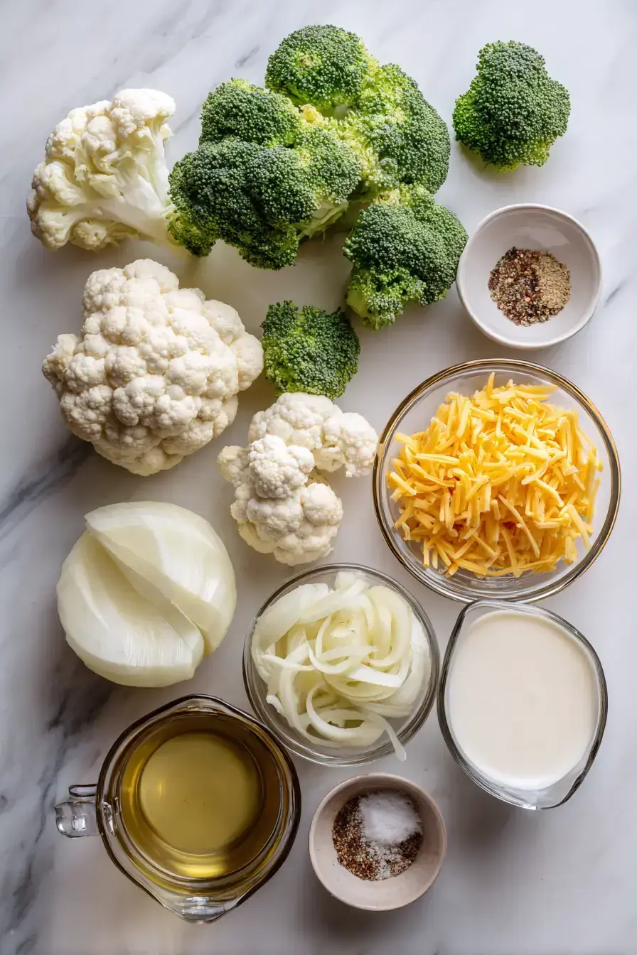 Broccoli And Cauliflower Soup ingredients preparation