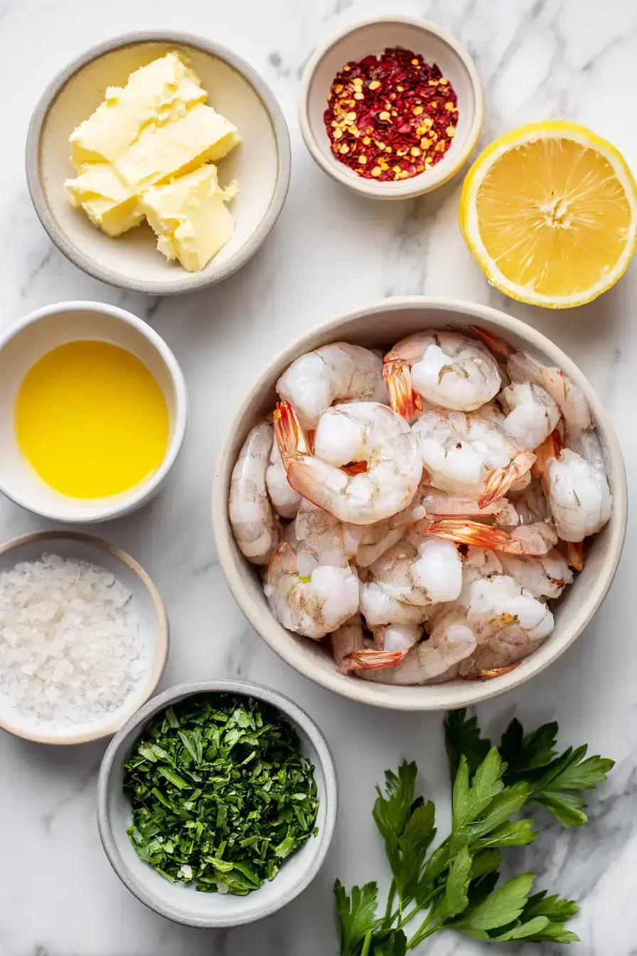 Brown Butter Shrimp ingredients preparation