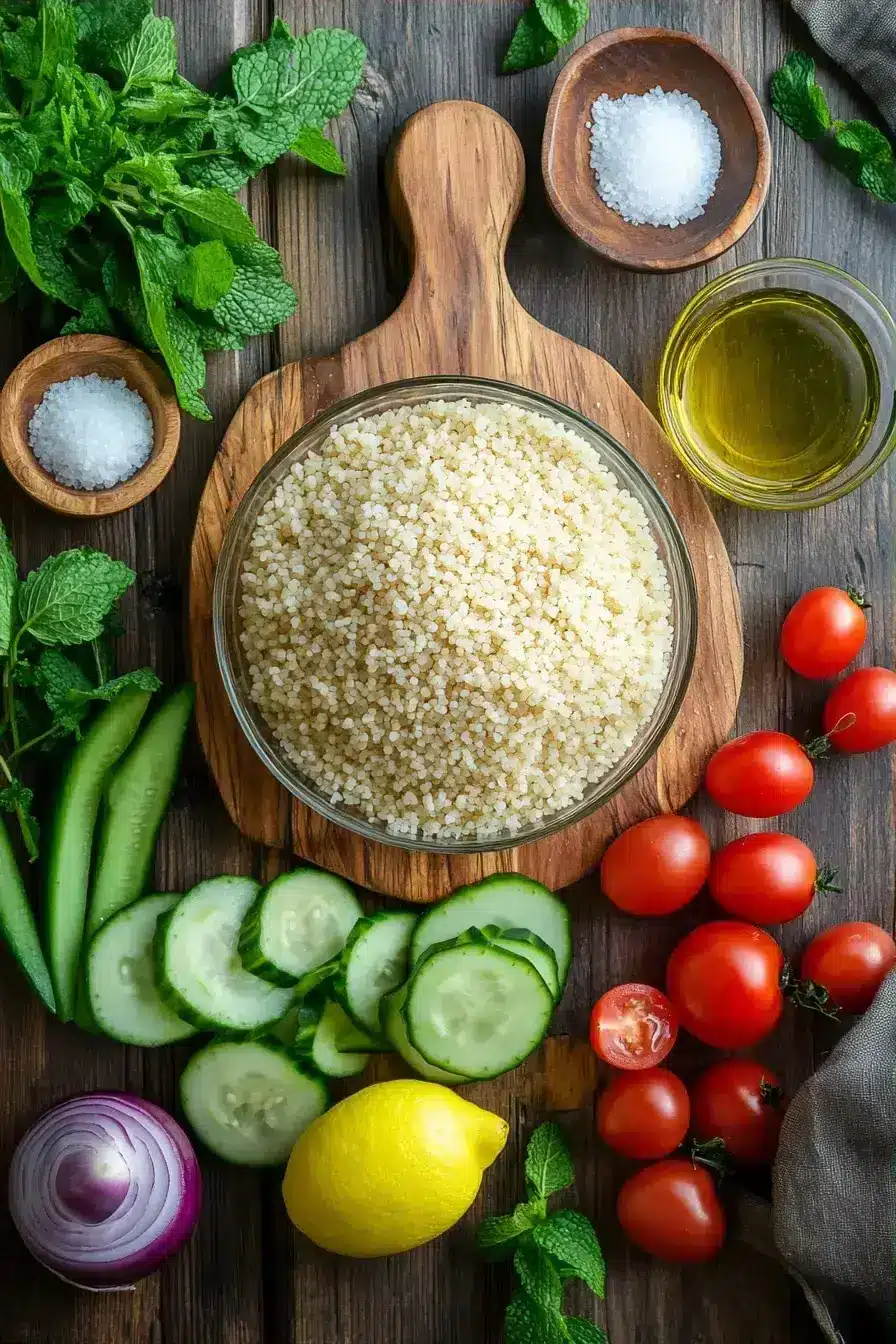 Bulgur Salad ingredients preparation