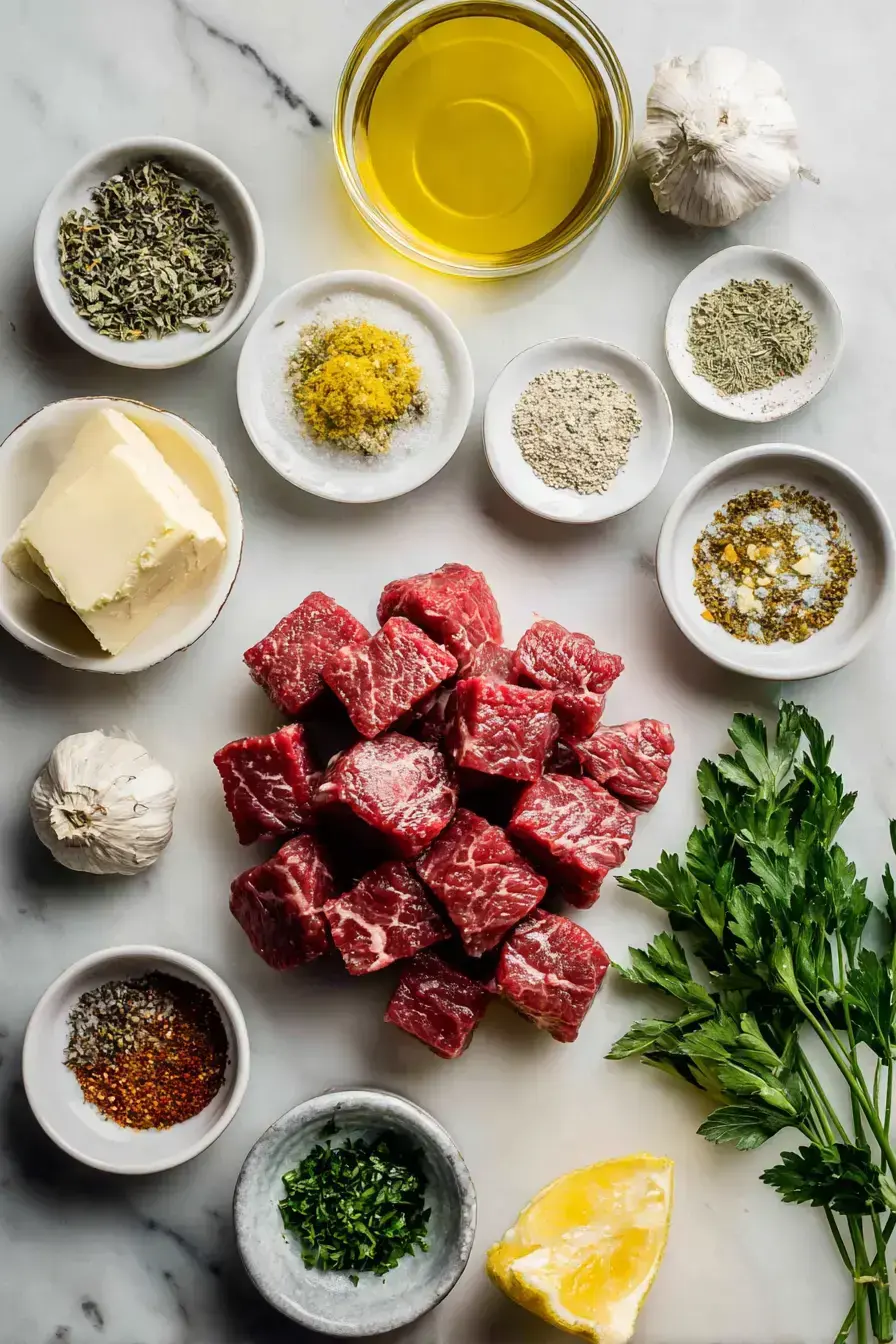 Cajun Butter Steak Bites ingredients preparation
