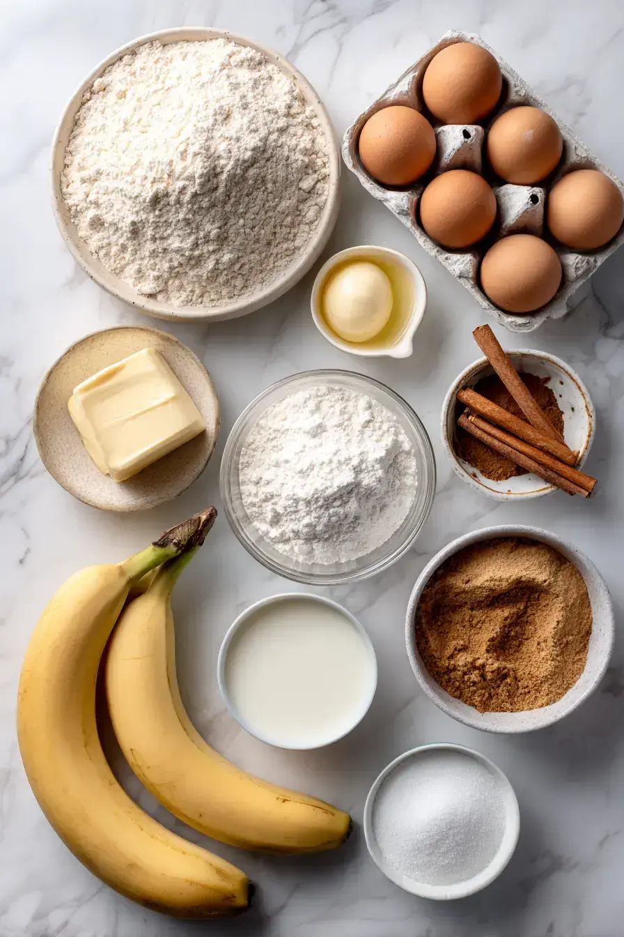 Caramelized Banana Cake ingredients preparation
