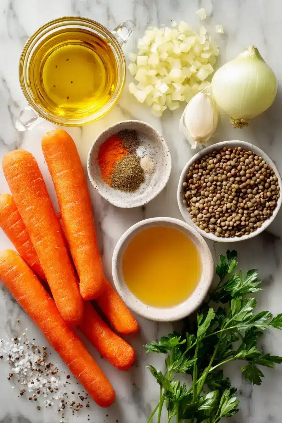 Carrot Lentil Soup ingredients preparation