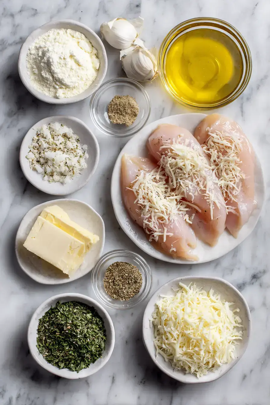 Cheesy Garlic Chicken Bake ingredients preparation