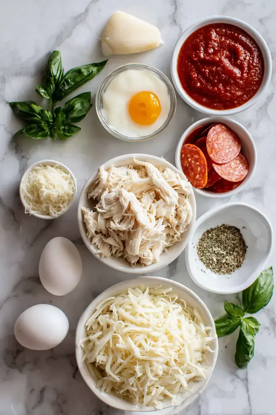 Chicken Crust Pizza ingredients preparation