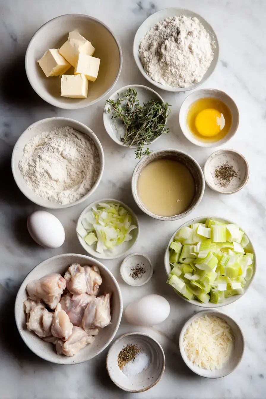 Chicken Leek Pie ingredients preparation