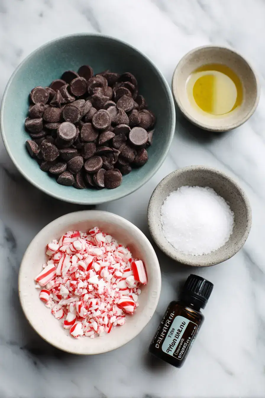 Chocolate Peppermint Magic Shell ingredients preparation