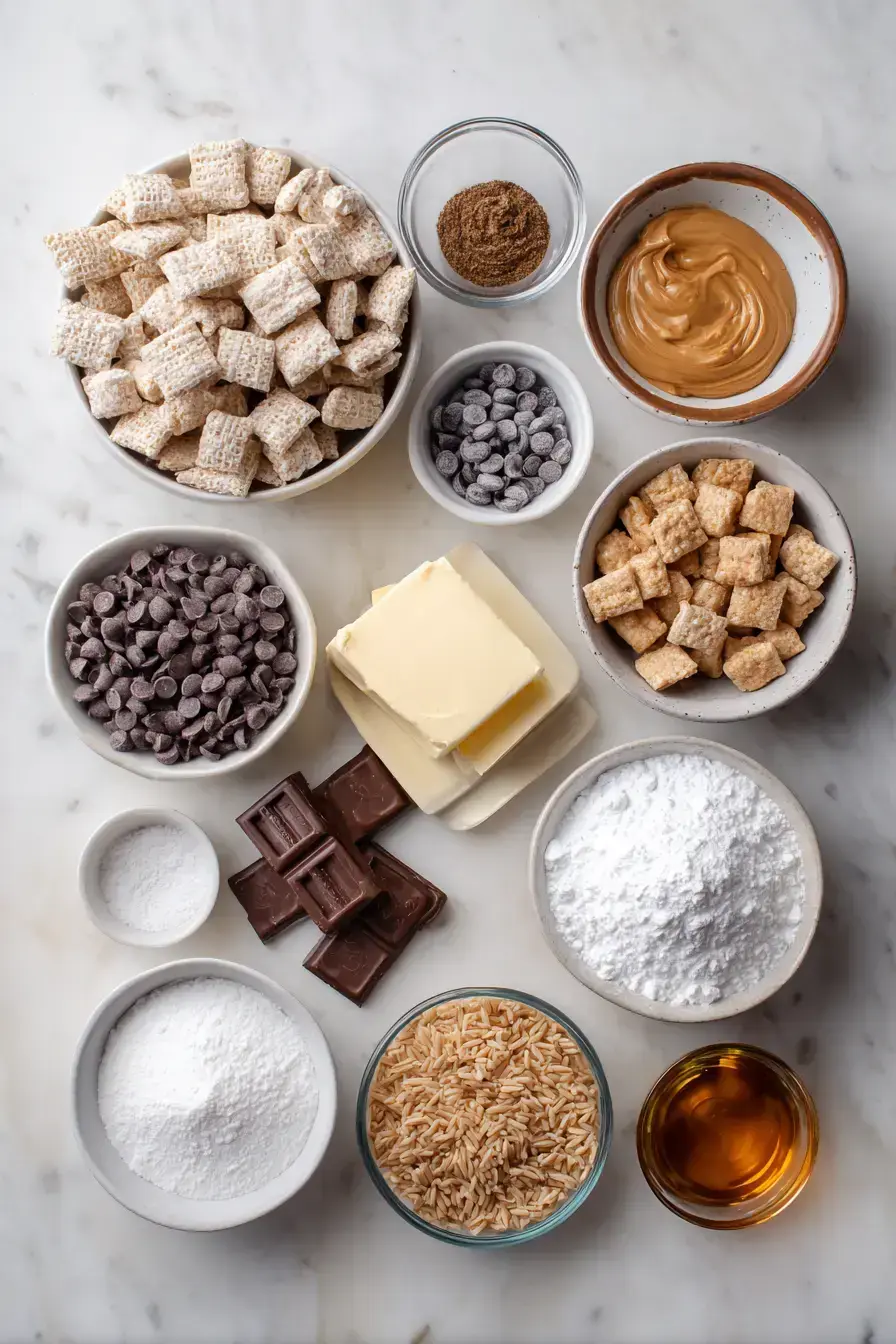 Christmas Puppy Chow ingredients preparation