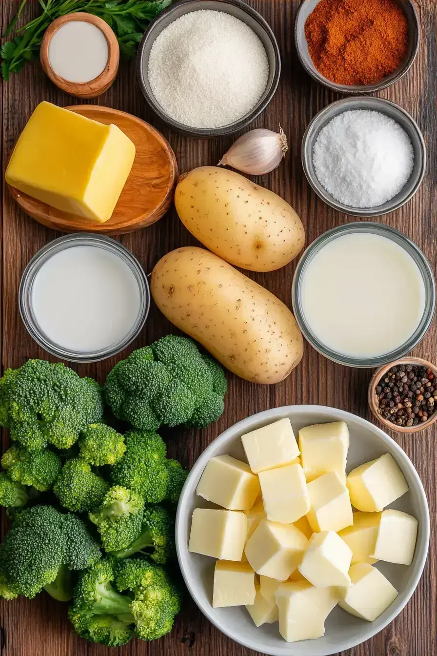 Cream of Broccoli Soup ingredients preparation