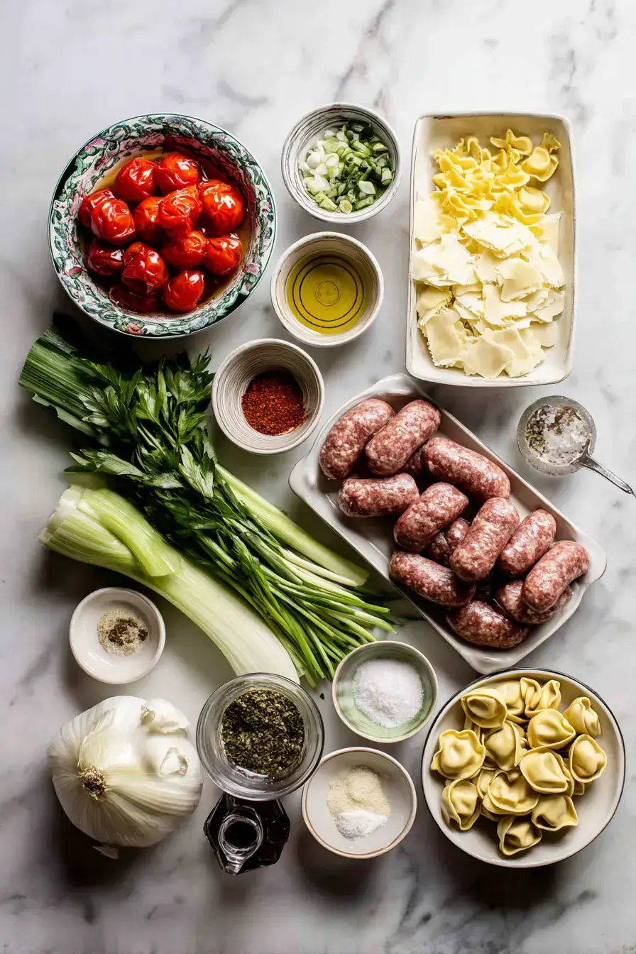 Creamy Tortellini Soup ingredients preparation