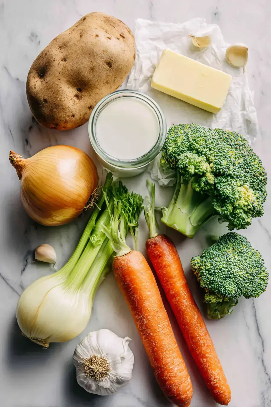 Creamy Vegetable Soup ingredients preparation