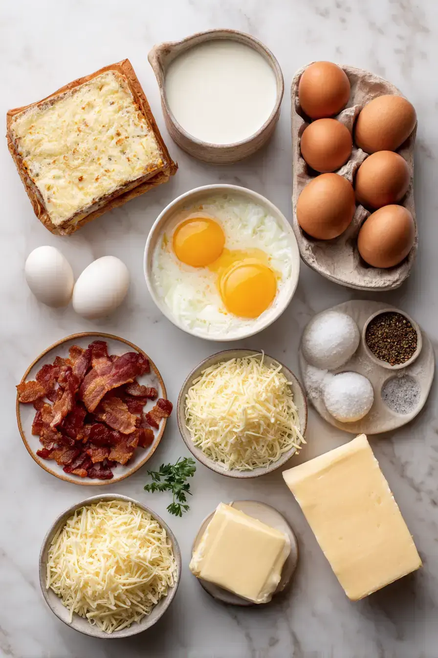 Crustless Quiche Lorraine ingredients preparation